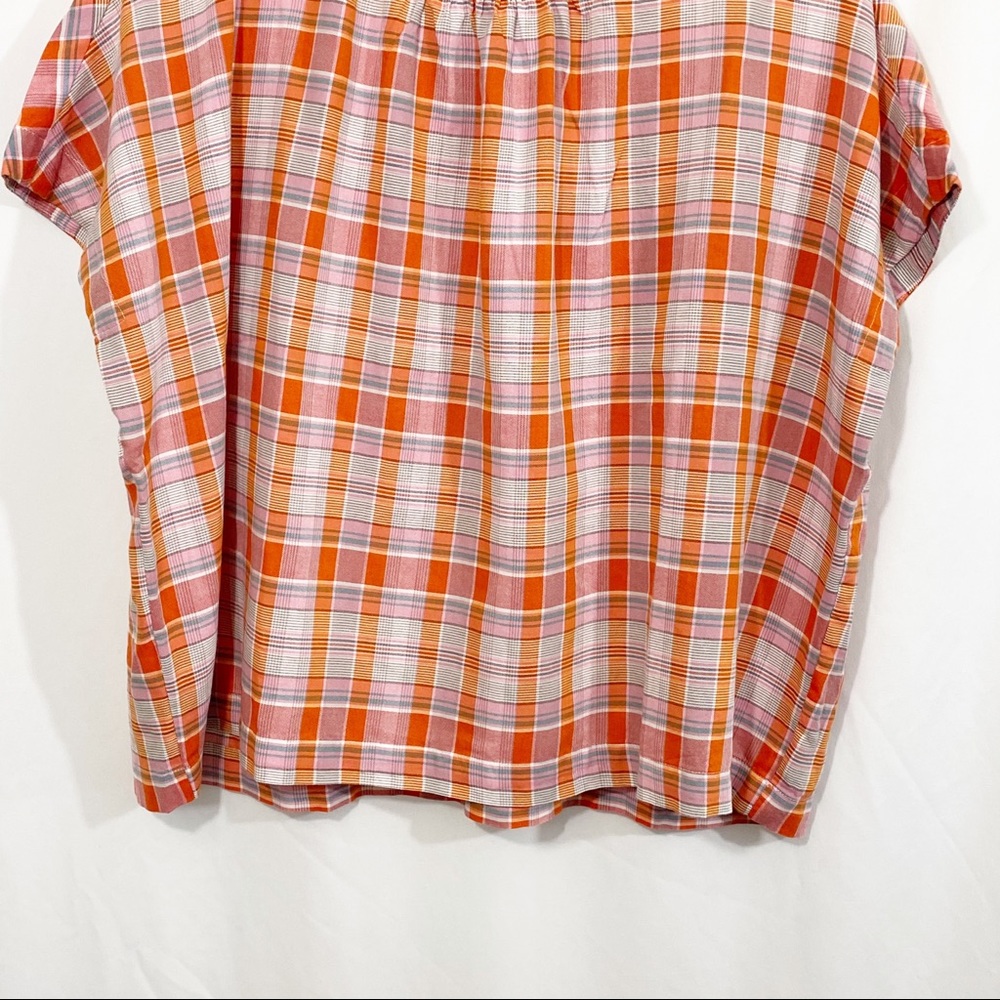NEW Madewell Plaid Shirred Neck Boxy Top - Picture 6 of 14